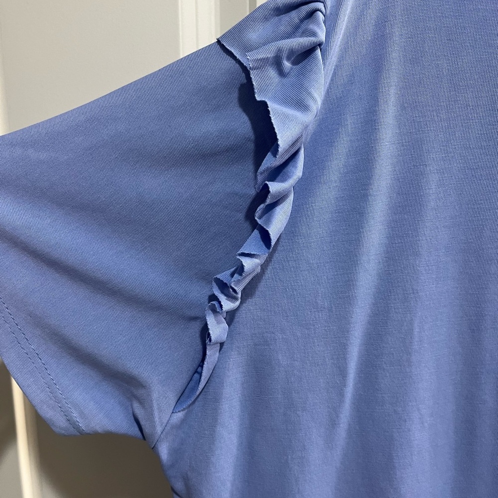 Blue Ruffle Sleeve Top - Picture 3 of 5